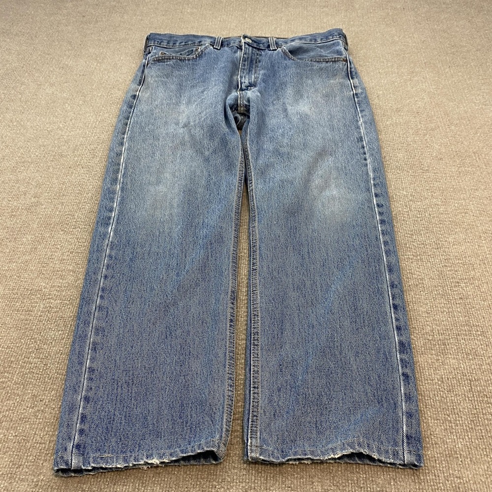 Levis 505 Jeans Mens 36x27 Hemmed Blue Regular Straight Classic Denim Pants